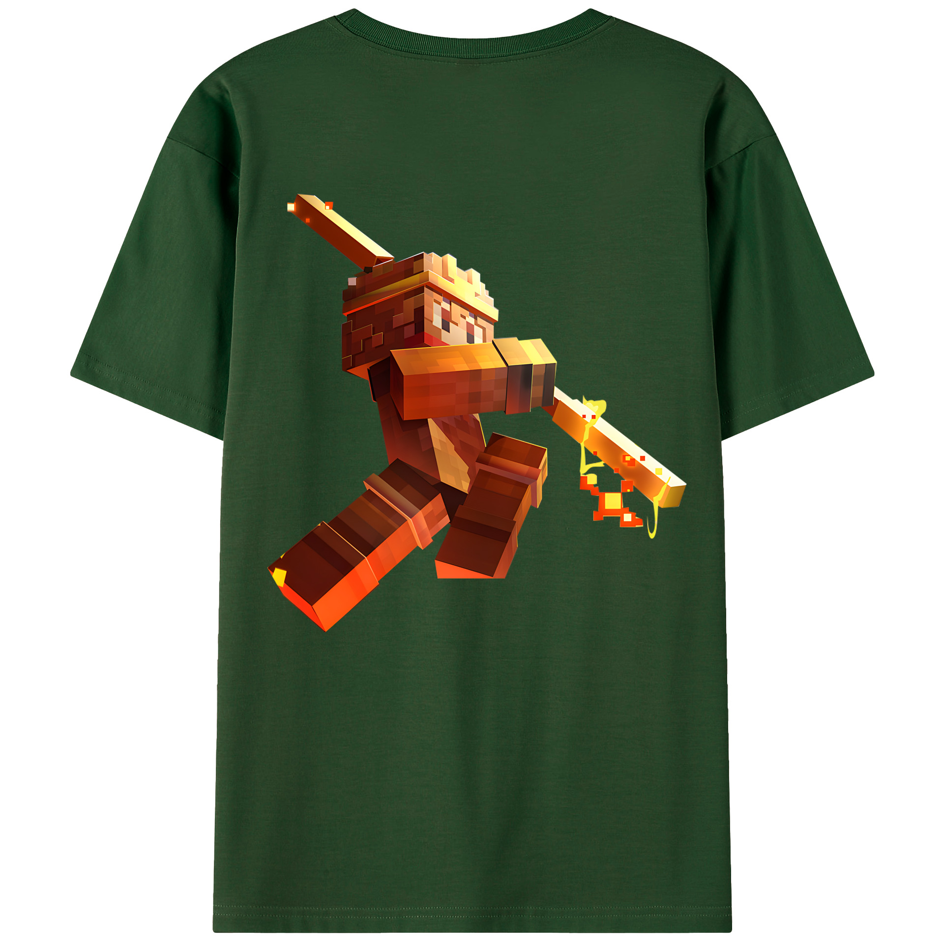 （画像用） マインクラフト ブロックの世界 Minecraft MC Block world 綿100％半袖Tシャツ（背面プリント）